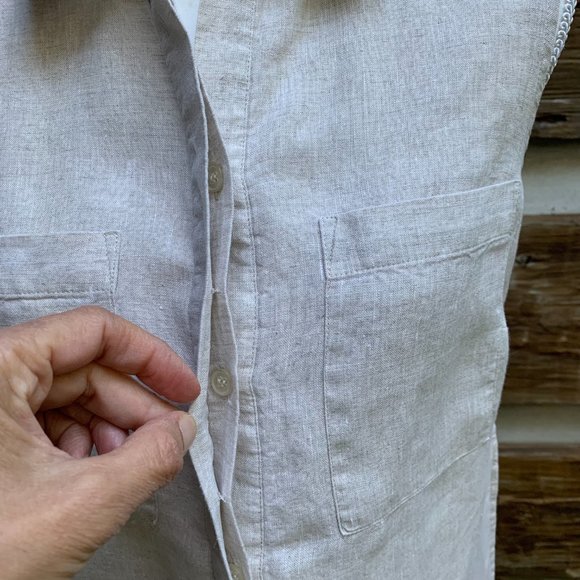 Chico's Washable linen Side Slit Tunic Top Shirt Natural tan Sz 0 (4) Small - Picture 9 of 13